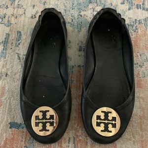 Tory Burch Minnie Travel Ballet Flats Black Size 9